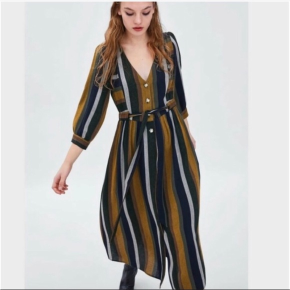 Zara stripe midi dress, size large - Picture 3 of 9
